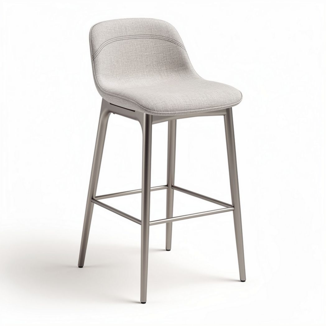 Bar stool with fabric seat and metal frame in light gray 45 x 45 x 100cm
