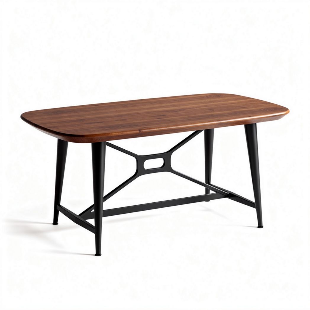 Wooden dining table with black metal legs 60 x 36 x 30 inches