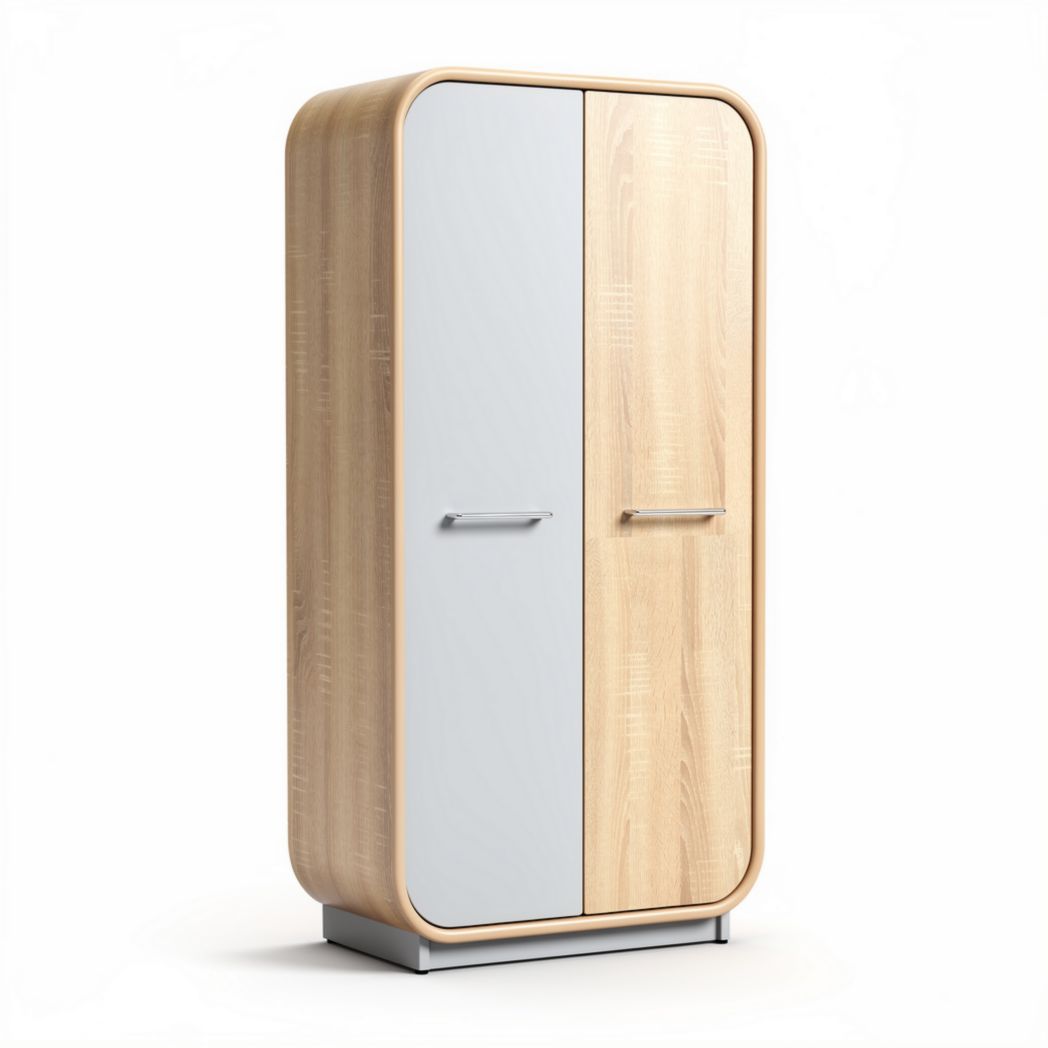 Wooden wardrobe with two doors and minimalist design 90 x 50 x 180cm
