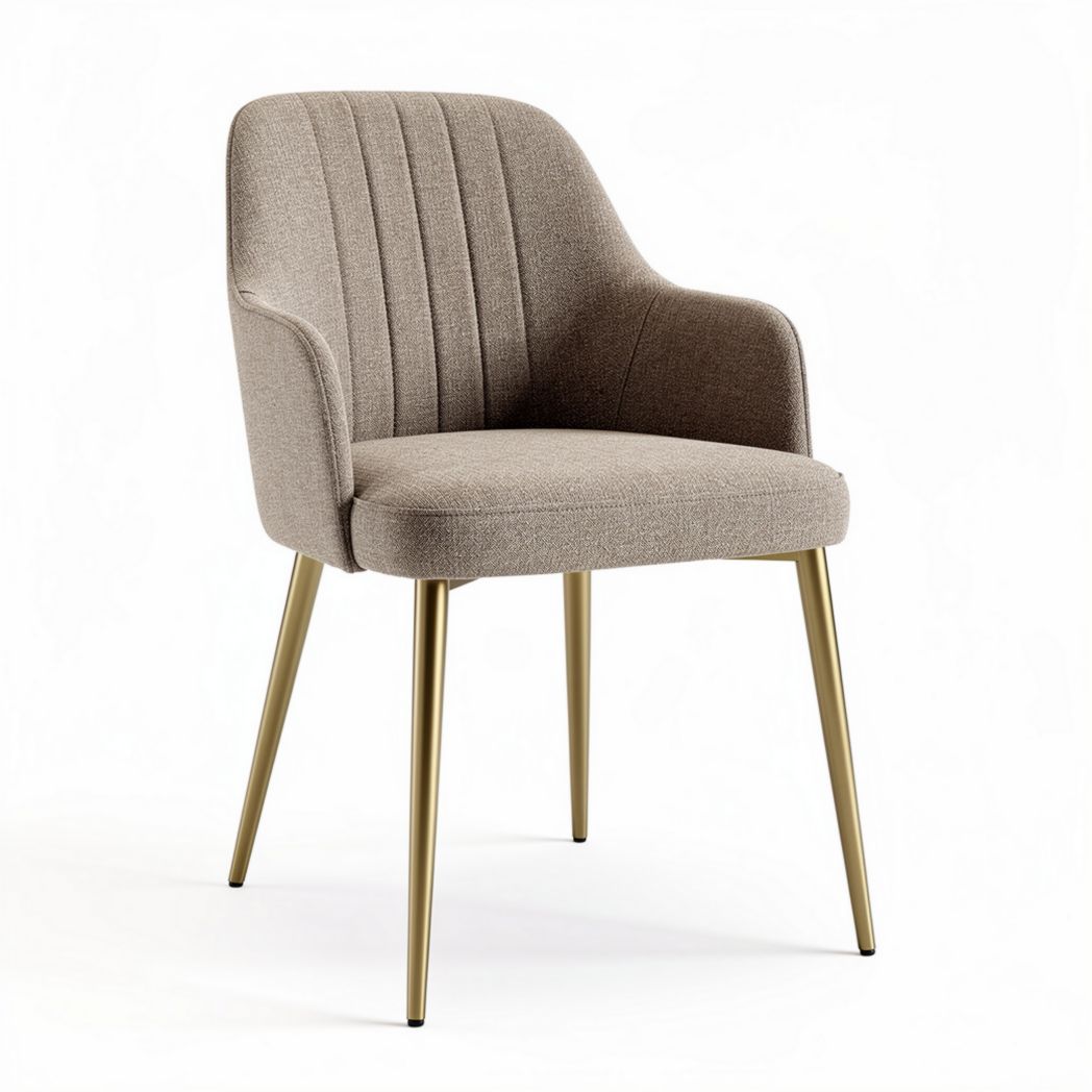 Upholstered dining chair with metal legs in beige fabric 45 x 45 x 85cm